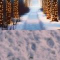 Fotohintergrund 2in1: Winterpfad Lichter mit Schneeboden