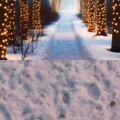 Fotohintergrund 2in1: Winterpfad Lichter mit Schneeboden