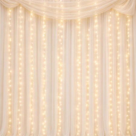 Fotohintergrund: Chiffon-Vorhang mit Lichterketten