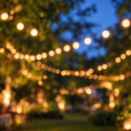 Fotohintergrund: Gartenfest Lichterketten