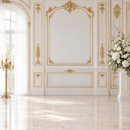 Fotohintergrund: Schlosssaal Weiß-Gold