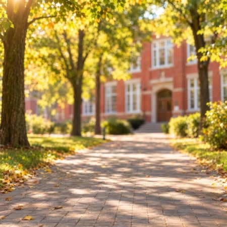 Fotohintergrund: Schulweg im Spätsommer