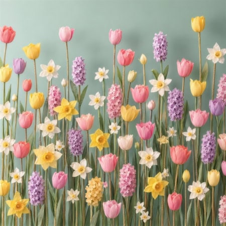 Fotohintergrund: Tulpenfeld auf Mint