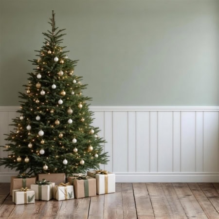 Fotohintergrund: Weihnachtsbaum vor Salbeigrün