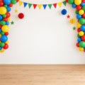 Fotohintergrund: Wimpelkette und Ballons