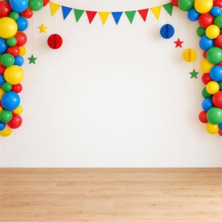 Fotohintergrund: Wimpelkette und Ballons