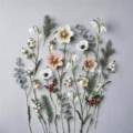 Fotohintergrund: Winterblumen auf Silbergrau
