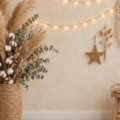 Fotohintergrund: Boho-Weihnacht mit Lichterkette – Ausschnitt 200 x 200 cm