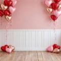 Fotohintergrund: Herzballons vor Rosa